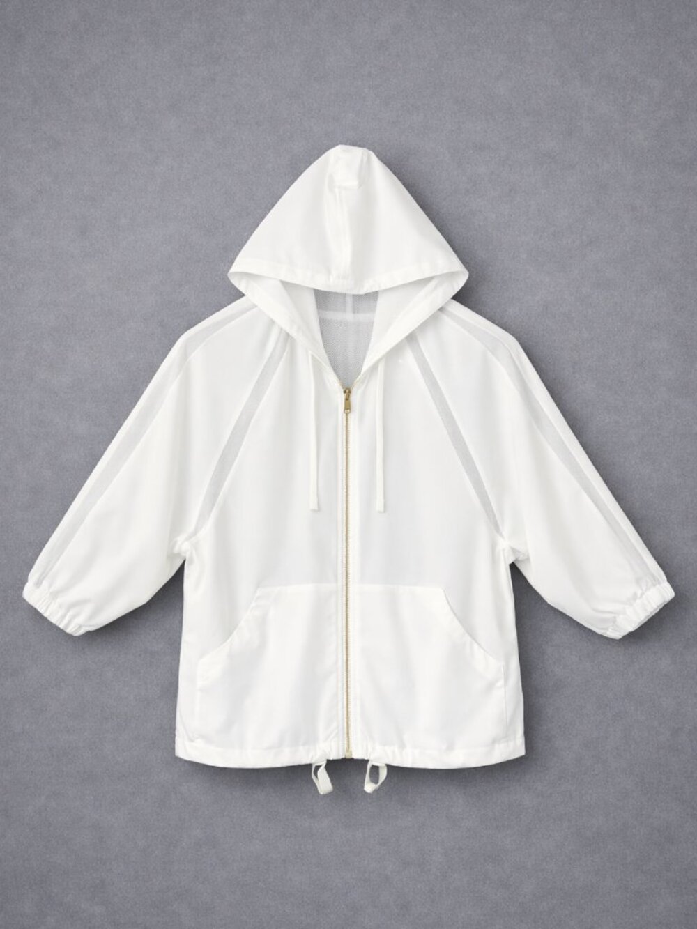White Lightweight Windbreaker Jacket • Dolman Boxy Oversized • Size M - Picture 8 of 15